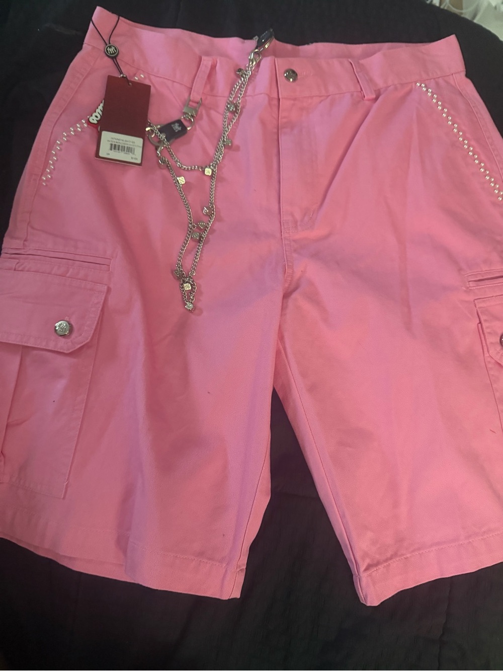 Women's Pink Cargo Shorts with Stud Detail Watson brand